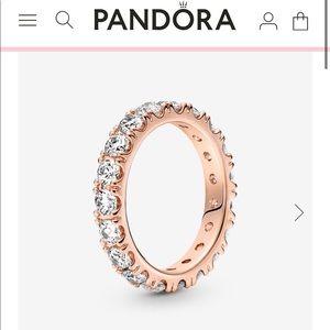 Pandora Rose Gold sparkling row Eternity ring NEW size 7